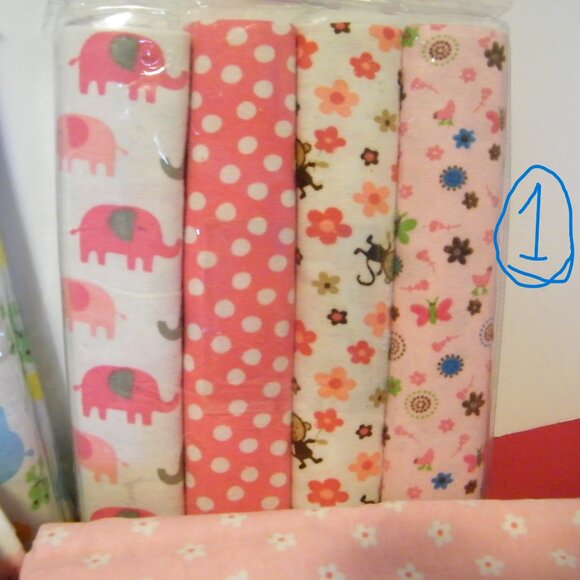 Couvertures emmaillotement ou intimité d'allaitement, ens. de 4, Fille ou Garçon - Picture 2 of 11